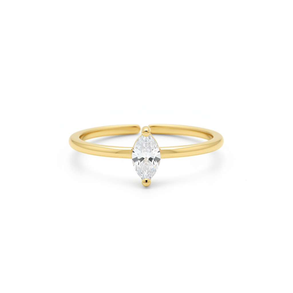 Gold Teardrop Crystal Ring - Plain White Background