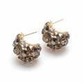 Crystal Encrusted Gold Hoop Earrings White Background