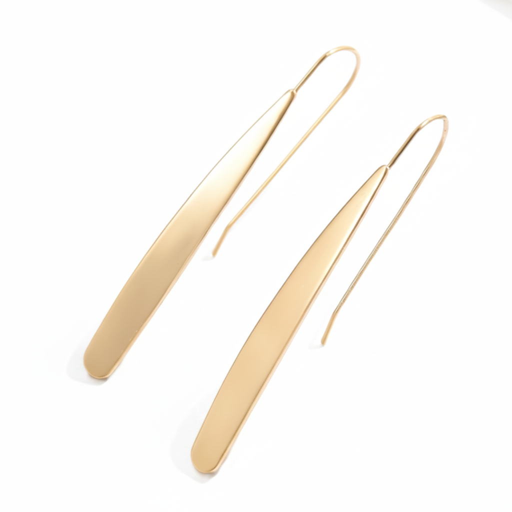 Gold Bar Threader Earrings - Full White Background