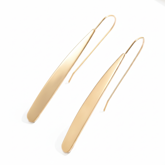Gold Bar Threader Earrings - Full White Background