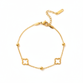 Gold Clover Charm Bracelet - White Background