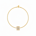 Gold Crystal Cube Pendant Necklace U-Shape White Background