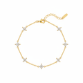 Gold Crystal Star Charm Bracelet - White Background