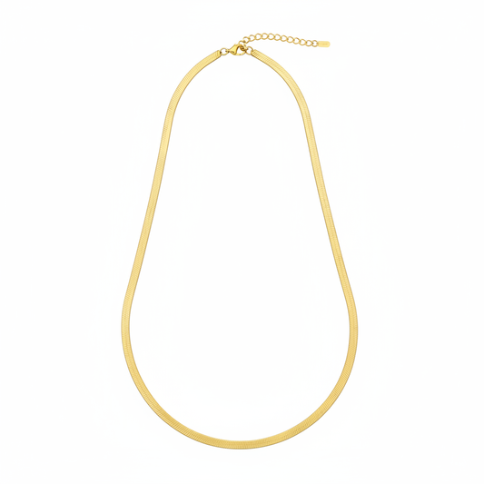 Gold Herringbone Necklace - Full Length