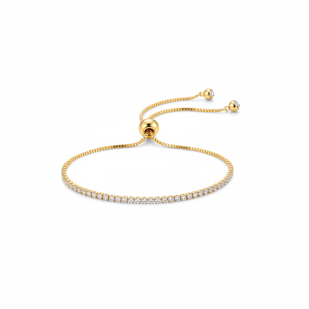 Gold Pave Tennis Bracelet - Pure White Background