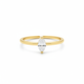 Gold Teardrop Crystal Ring - Plain White Background