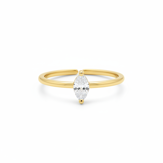 Gold Teardrop Crystal Ring - Plain White Background