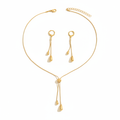 Gold Teardrop Jewelry Set - Plain White Background