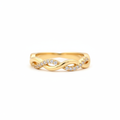 Gold Twisted Pave Diamond Ring - White Background
