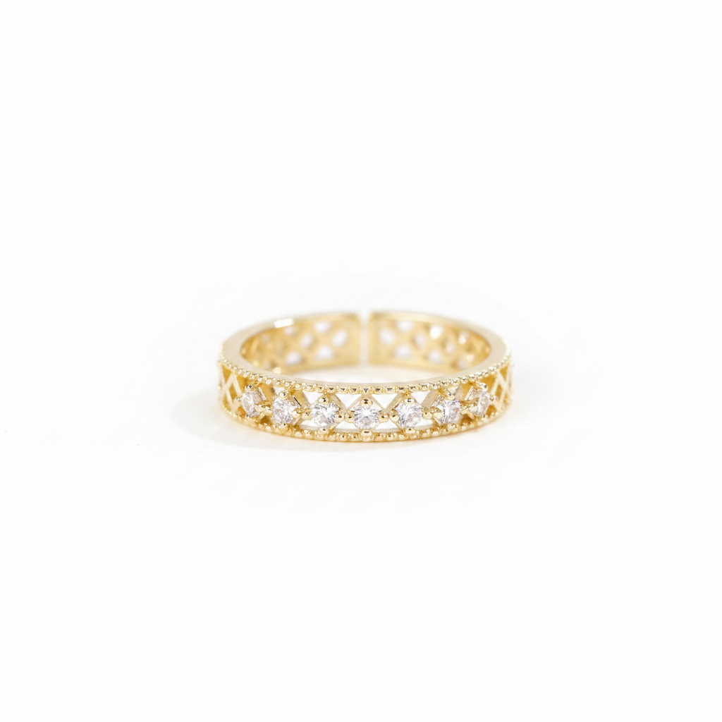 Gold Vintage Milgrain Ring - Pure White Background