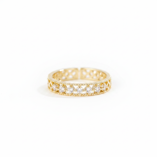Gold Vintage Milgrain Ring - Pure White Background