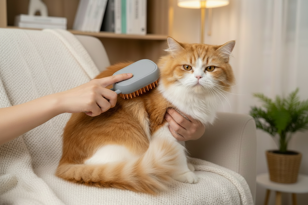 Pet Brush Cat Image Gray Top