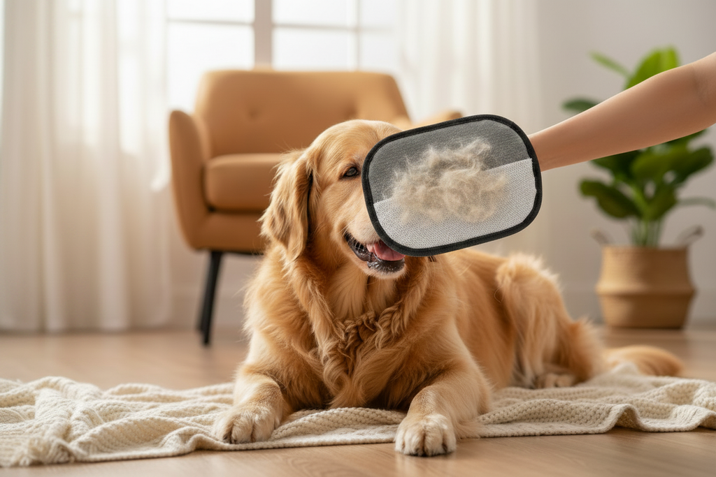 Pet Grooming Mitt Dog Face Visible
