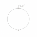 Silver Crystal Solitaire Necklace - White Background